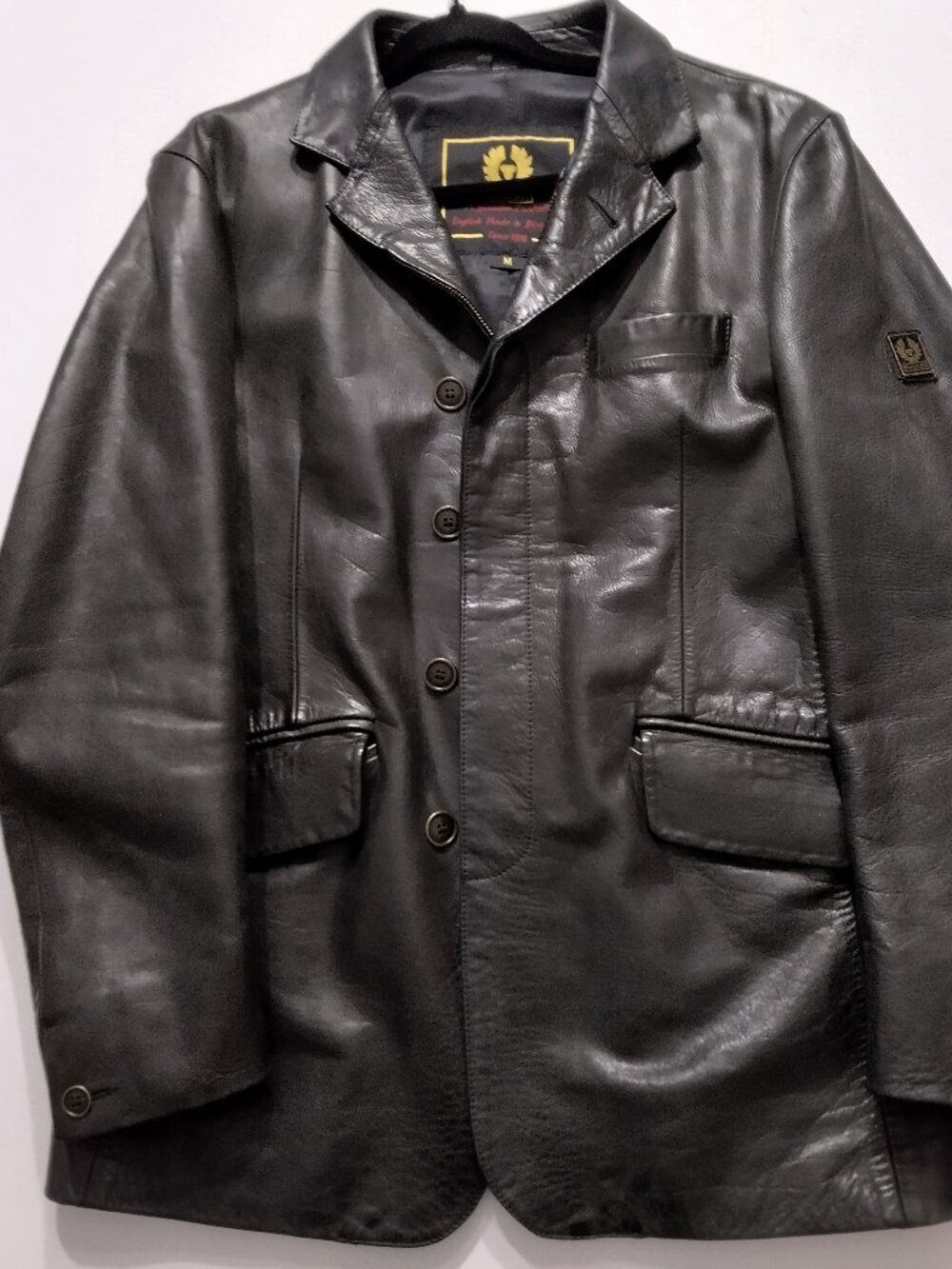 Vintage Belstaff New Marten Leather Blazer Jacket Black Size M